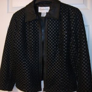 CHADWICK'S WOVEN LEATHER JACKET COAT BLACK M - L